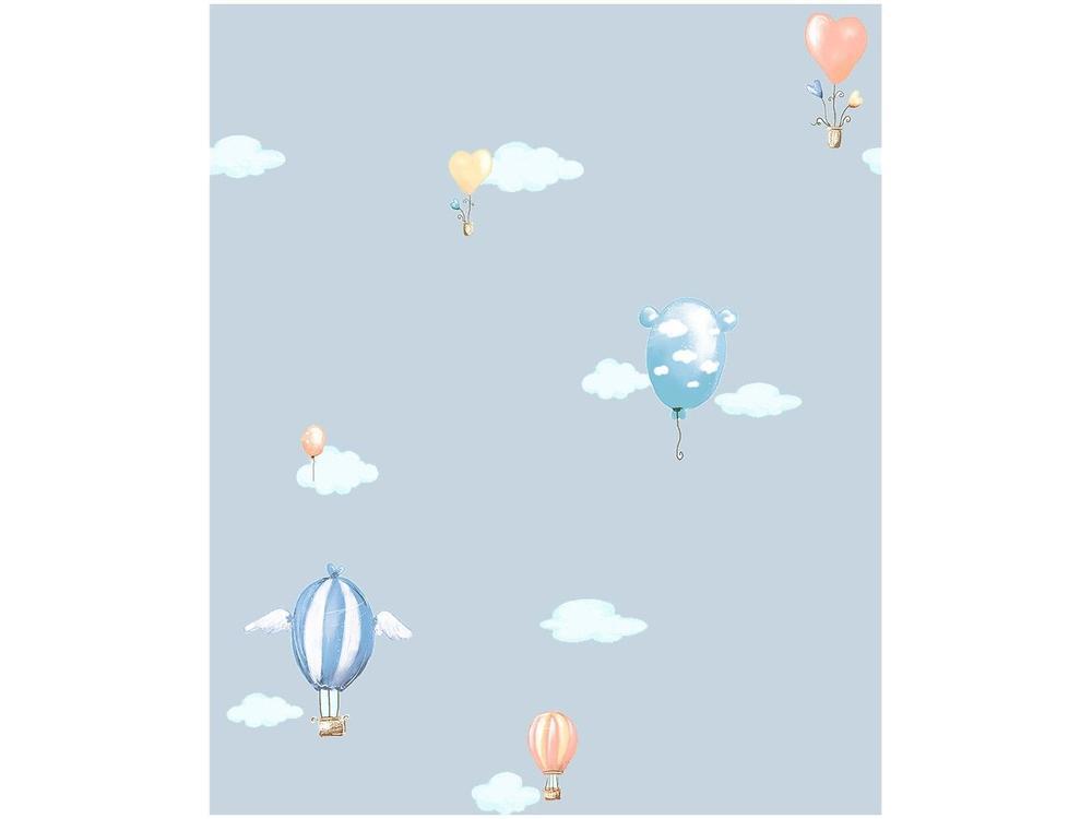 Papel de Parede Infantil Azul Balões Vinílico - 3