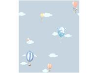 Papel de Parede Infantil Azul Balões Vinílico - 3