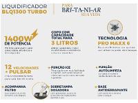 Liquidificador Britânia Fortis Turbo BLQ1300P Preto com Filtro 12 Velocidades + Pulsar 1400W - 2