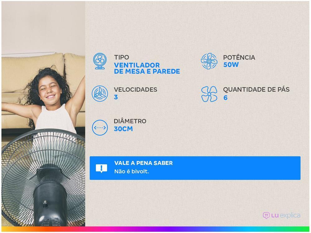 Ventilador 2 em 1 Ultra V-30B-6P 30cm 6 Pás 3 Velocidades Branco e Azul - 10