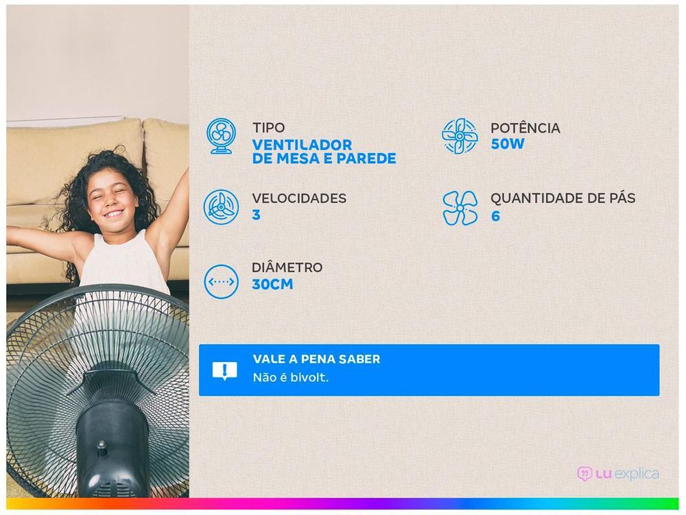 Ventilador 2 em 1 Ultra V-30B-6P 30cm 6 Pás 3 Velocidades Branco e Azul - 2