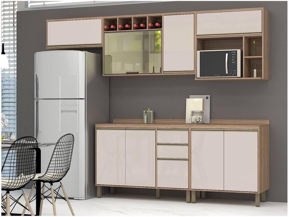 Armário de Cozinha Completa Luciane Parma com Balcão para Pia 8 Portas - 1