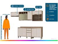 Armário de Cozinha Completa Luciane Parma com Balcão para Pia 8 Portas - 2