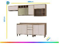 Armário de Cozinha Completa Luciane Parma com Balcão para Pia 8 Portas - 3