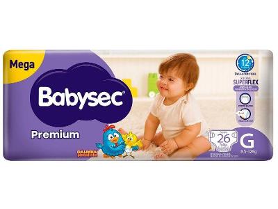 Fralda Babysec Premium Galinha Pintadinha Tam. G 8,5 a 12kg 26 Unidades