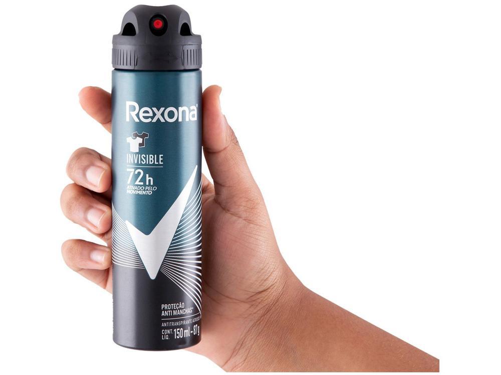 Desodorante Antitranspirante Aerossol Rexona Invisible Anti-manchas Masculino 72 Horas 150ml - 9