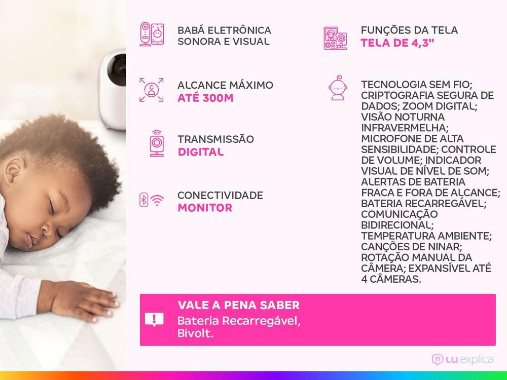 Babá Eletrônica Motorola EASE34 Tela 4,3” Canções de Ninar e Sons da natureza - 2