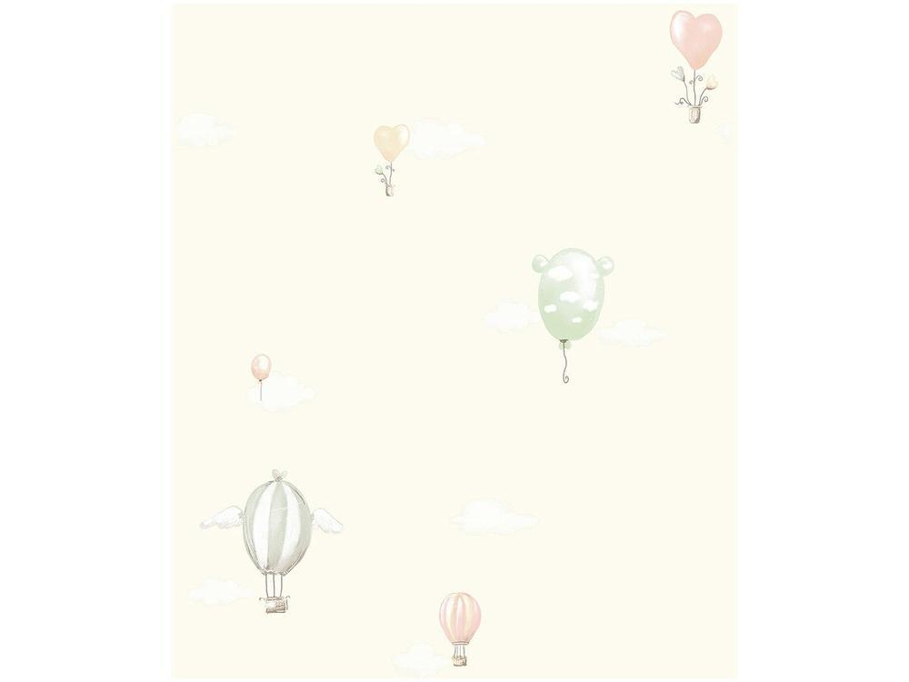 Papel de Parede Infantil Creme Balões Vinílico - 3