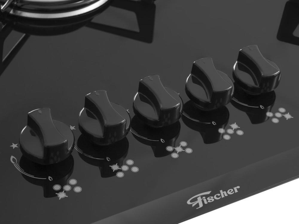 Cooktop 5 Bocas Fischer Preto a Gás GLP - 5