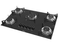 Cooktop 5 Bocas Fischer Preto a Gás GLP