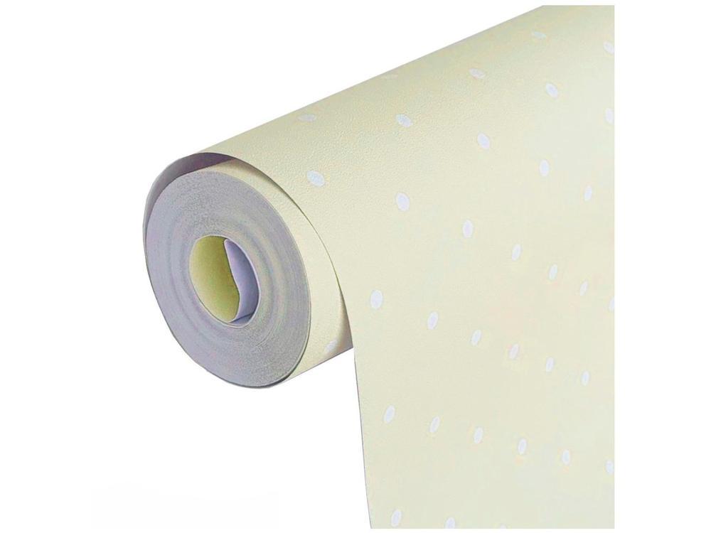 Papel de Parede Infantil Creme Bolinhas Vinílico - 4