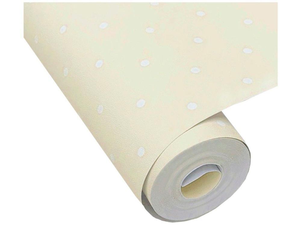 Papel de Parede Infantil Creme Bolinhas Vinílico - 5