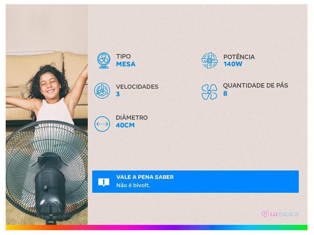 Ventilador de Mesa Mondial VTX-40-8P Turbo 40cm 3 Velocidades - 2