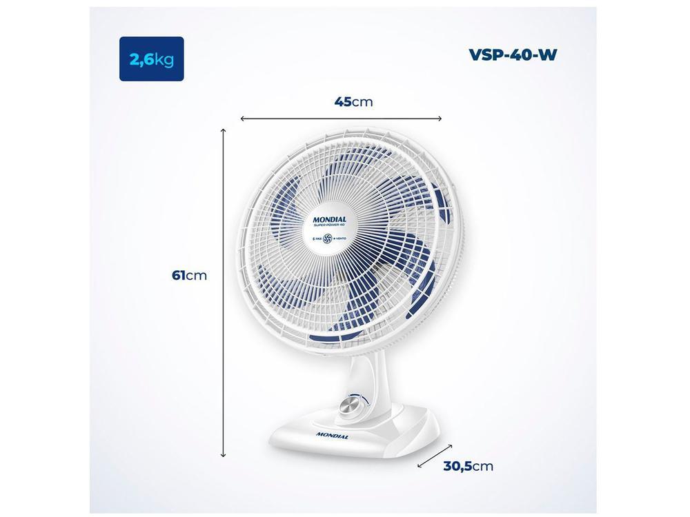 Ventilador de Mesa Mondial Super Power VSP-40-W 40cm 6 Pás 3 Velocidades Branco e Azul - 24
