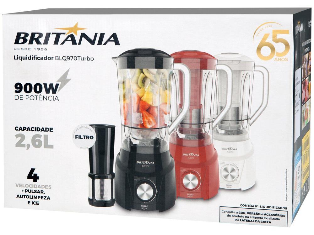 Liquidificador Britânia Turbo BLQ970P Preto 4 Velocidades 900W - 25