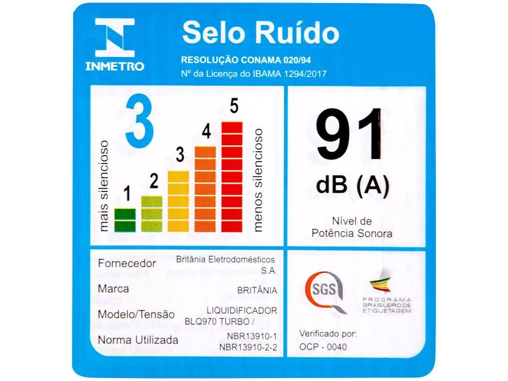 Liquidificador Britânia Turbo BLQ970P Preto 4 Velocidades 900W - 26