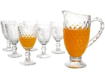 Jogo de Taças com Jarra de Vidro 7 Peças Haus Bico de Jaca Em