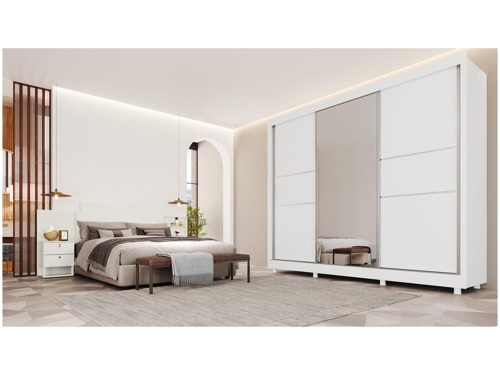 Guarda-roupa Casal com Espelho 3 Portas de Correr - 4