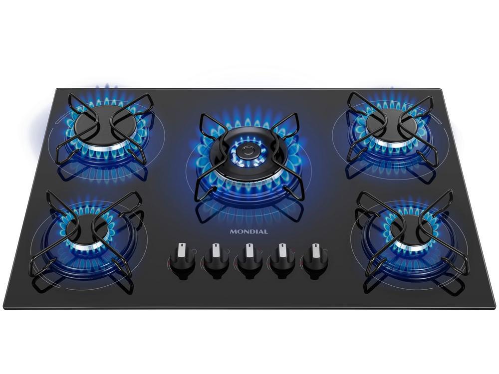 Cooktop 5 Bocas Mondial a Gás GLP Preto - 1