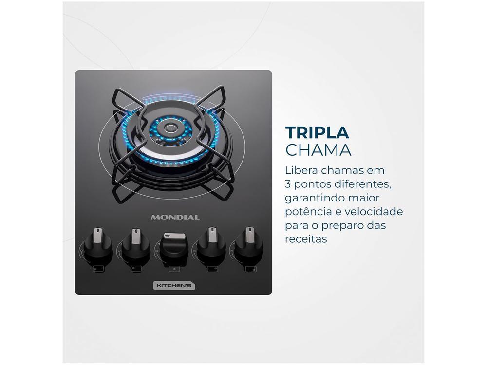 Cooktop 5 Bocas Mondial a Gás GLP Preto - 5