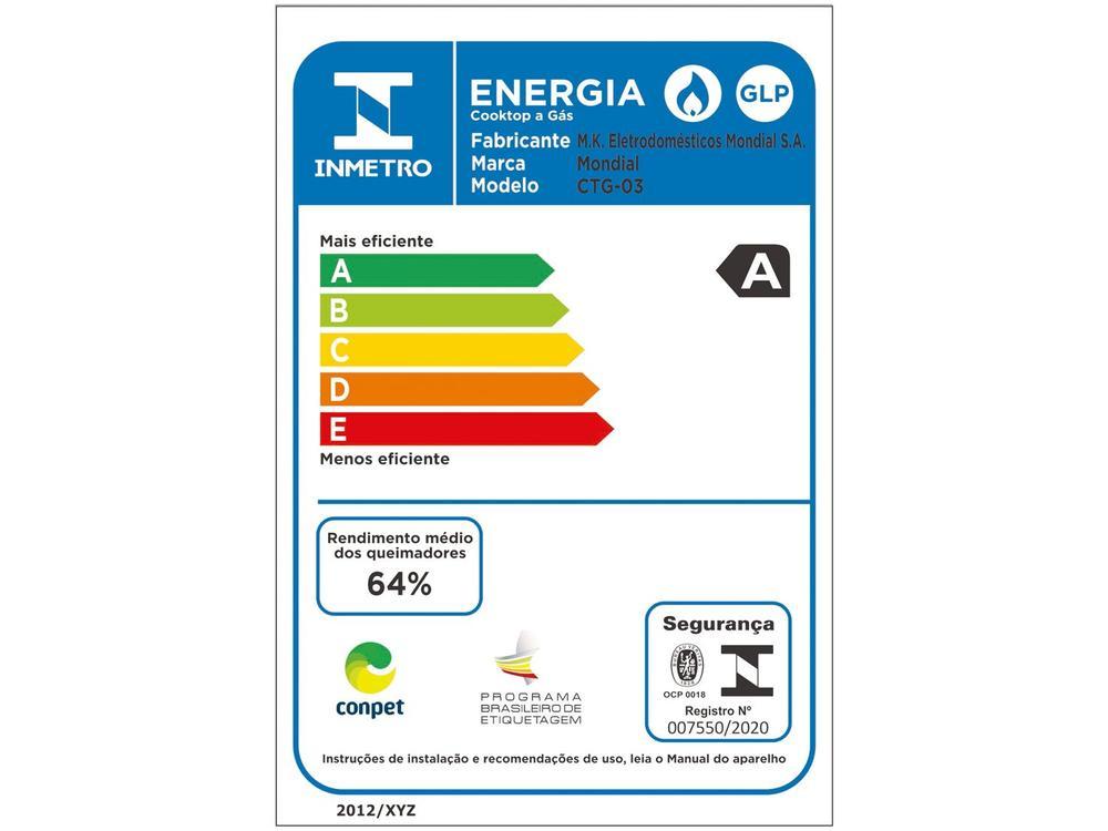 Cooktop 5 Bocas Mondial a Gás GLP Preto - 9
