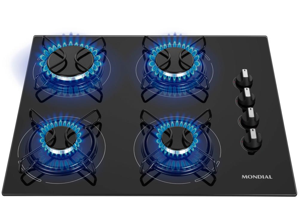 Cooktop 4 Bocas Mondial a Gás GLP Preto - 1