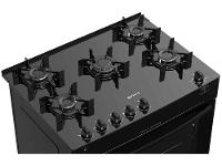 Fogão 5 Bocas Atlas Preto Mesa de Vidro Mônaco Top Glass