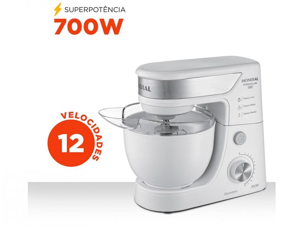 Batedeira Planetária Mondial Branco e Inox 700W - 3