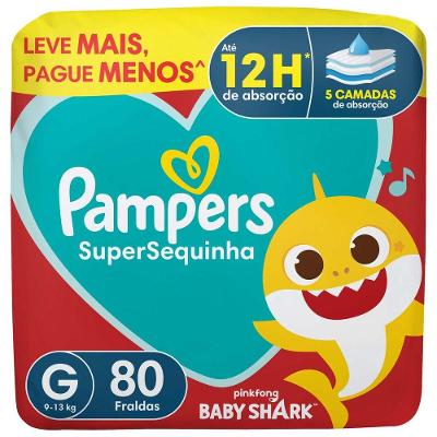 Fralda Descartável Pampers Supersequinha Tamanho G (9 a 13kg) 80 Unidades
