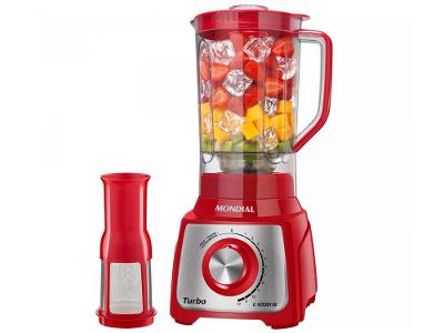 Liquidificador Mondial Turbo Inox L-1200 RI com Filtro 12 Velocidades 1200W Vermelho