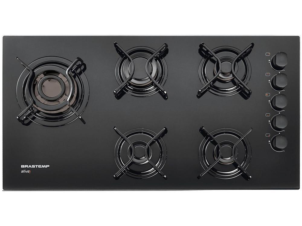 Cooktop 5 Bocas a Gás GLP Brastemp Vidro Temperado - 1