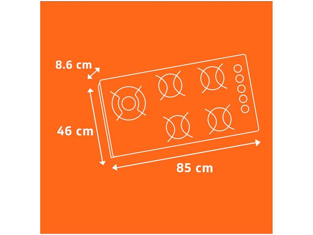 Cooktop 5 Bocas a Gás GLP Brastemp Vidro Temperado - 6