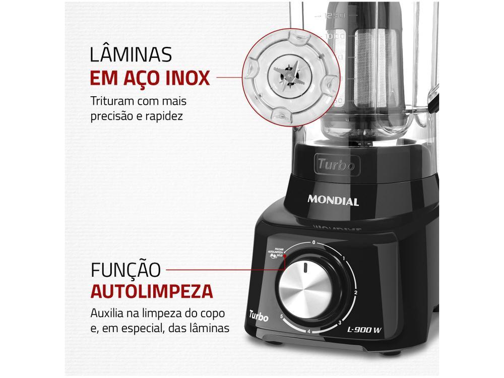 Liquidificador Mondial Turbo L-900 FB com Filtro 5 Velocidades 900W Preto - 16