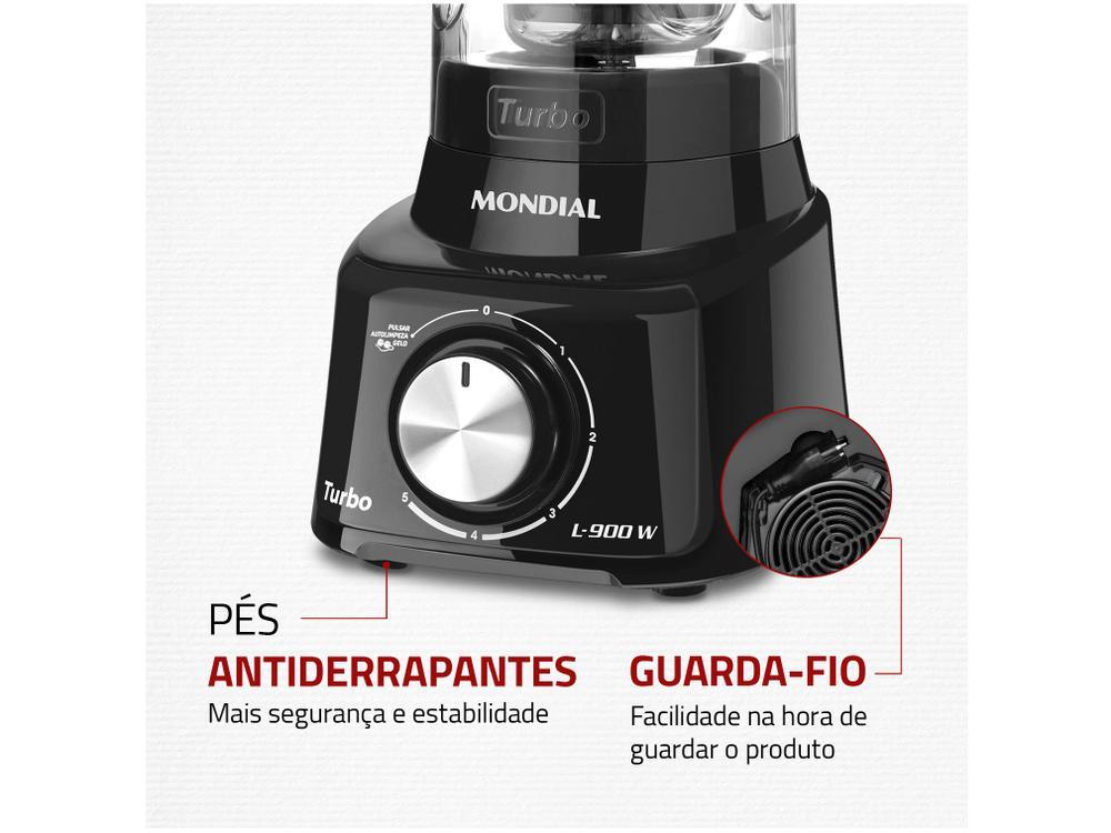 Liquidificador Mondial Turbo L-900 FB com Filtro 5 Velocidades 900W Preto - 17