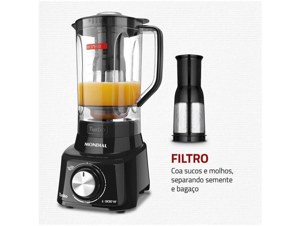 Liquidificador Mondial Turbo L-900 FB com Filtro 5 Velocidades 900W Preto - 5