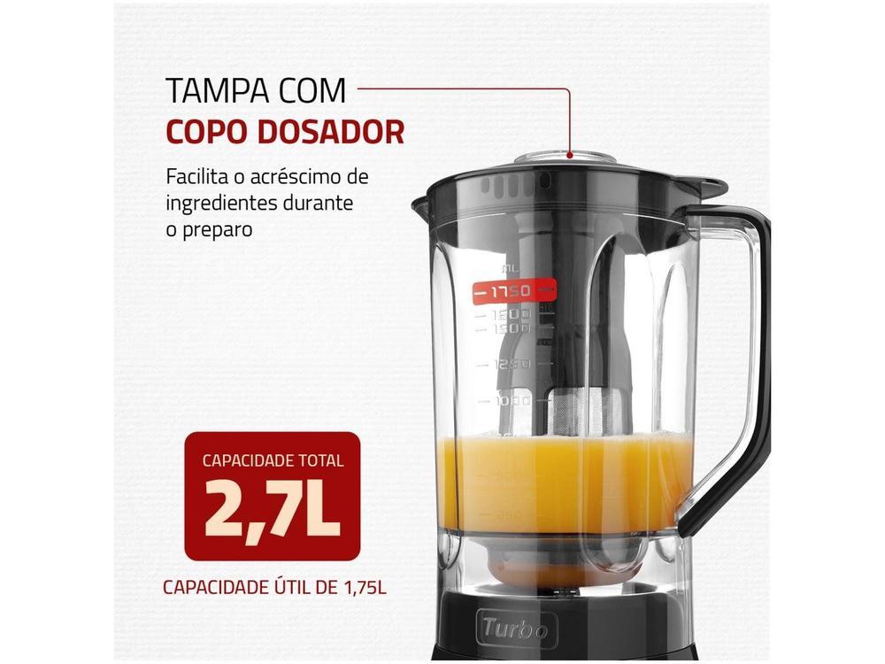 Liquidificador Mondial Turbo L-900 FB com Filtro 5 Velocidades 900W Preto - 6