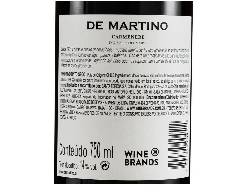 Vinho Tinto Seco De Martino Premium Chile 750ml - 4