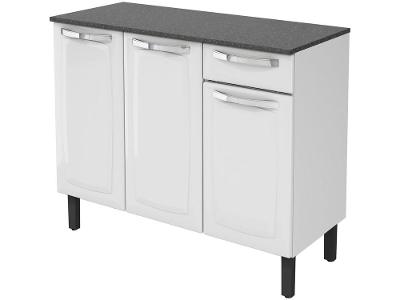 Balcão de Cozinha com Tampo Itatiaia Aço 3 Portas 1 Gaveta Rose