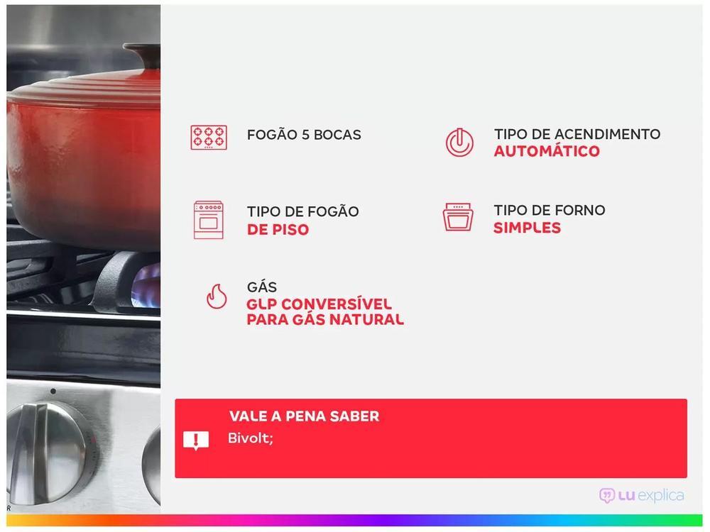 Fogão Brastemp 5 Bocas Inox com Botôes Removíveis - 2