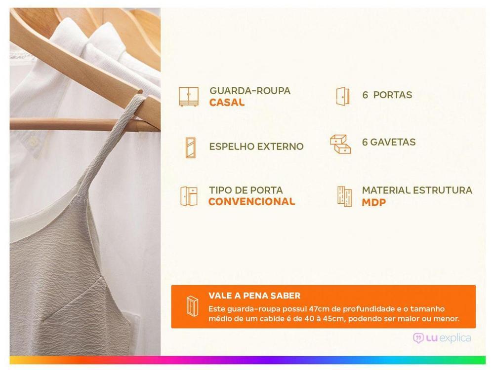 Guarda-roupa Casal com Espelho 6 Portas - 10