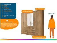 Guarda-roupa Casal com Espelho 6 Portas - 2