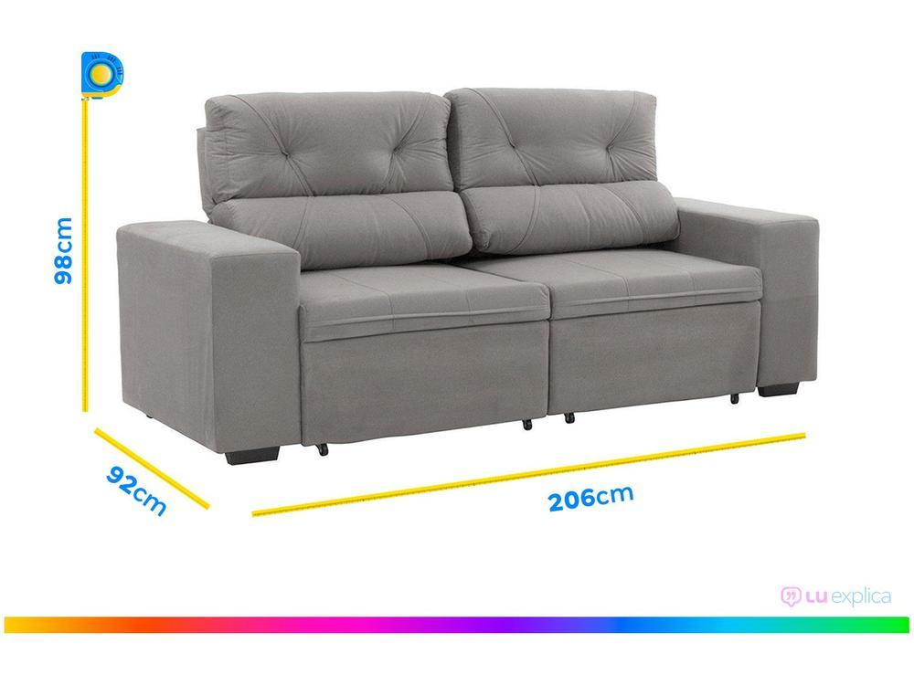 Sofá Retrátil Reclinável 3 Lugares Suede - 3