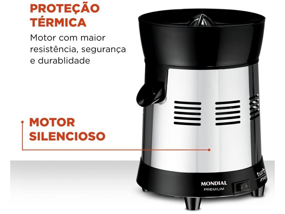 Espremedor de Frutas Mondial Turbo Premium E-10 Elétrico Inox 250W Capacidade 1L - 6
