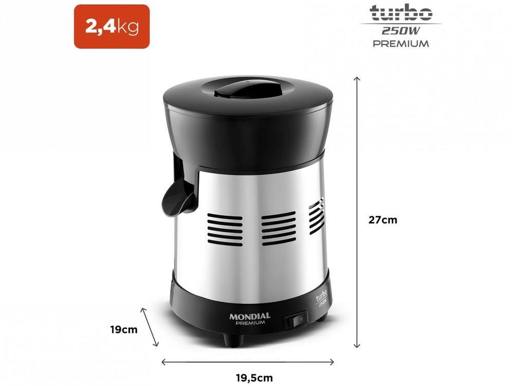 Espremedor de Frutas Mondial Turbo Premium E-10 Elétrico Inox 250W Capacidade 1L - 7