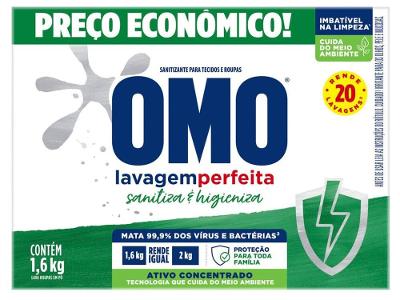 Sabão em Pó Omo Lavagem Perfeita Sanitiza e Higieniza Concentrado 1,6kg