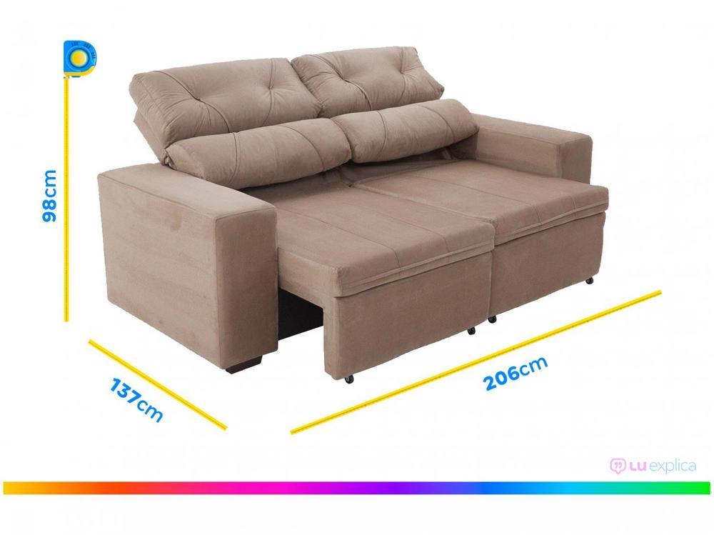 Sofá Retrátil Reclinável 3 Lugares Suede - 4