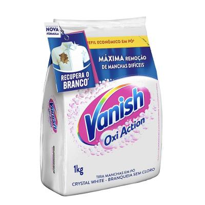 Tira Manchas em Pó Vanish Crystal White Oxi Action para Roupas Brancas 1kg Refil Econômico