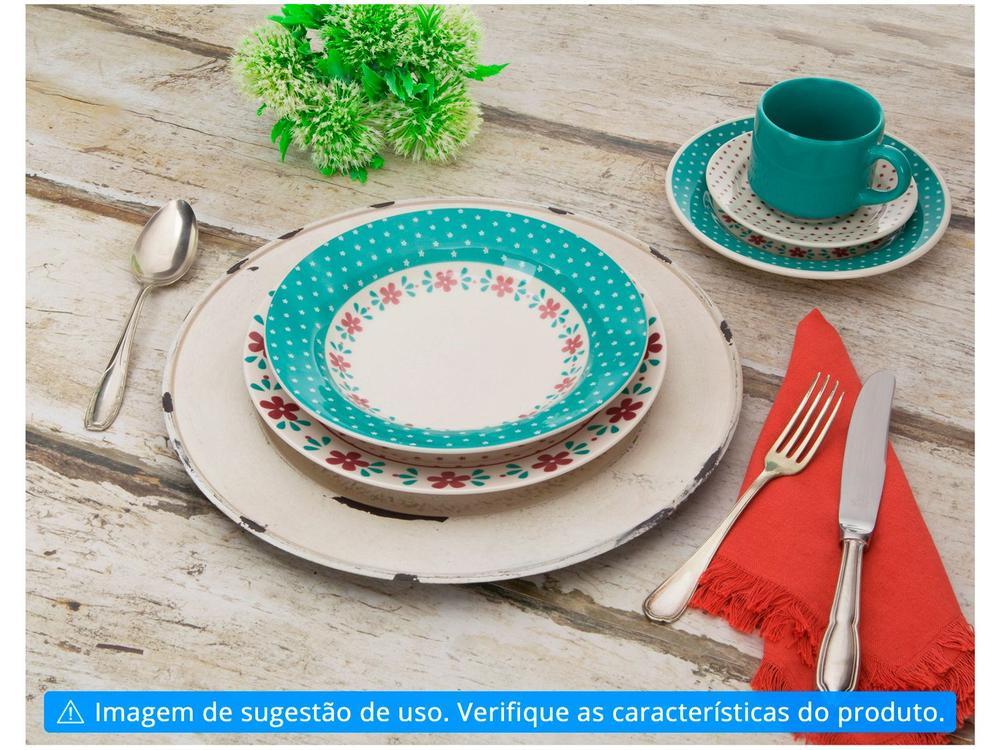 Aparelho de Jantar e Chá 20 Peças Biona de Cerâmica Redondo Branco e Azul Claro Donna - 3