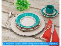 Aparelho de Jantar e Chá 20 Peças Biona de Cerâmica Redondo Branco e Azul Claro Donna - 3