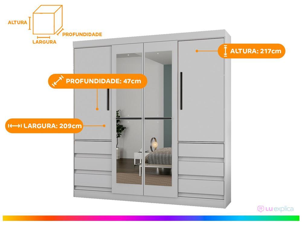 Guarda-roupa Casal com Espelho 4 Portas 6 Gavetas Araplac Atraente Sofia - 3